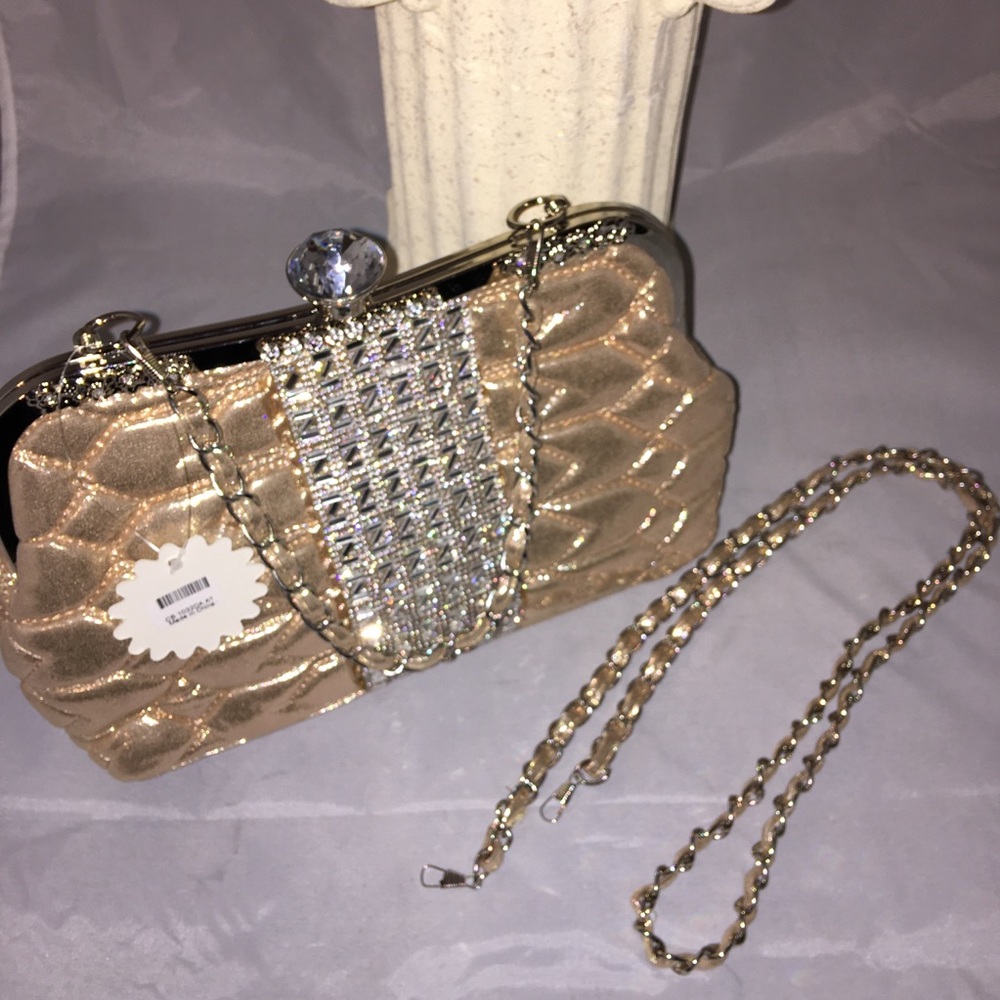 🤑Beautiful  Gold and Crystal Evening bag